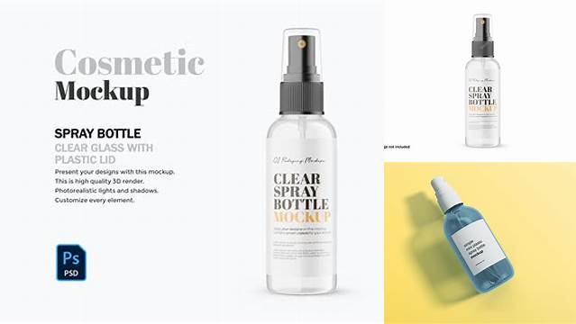 5276+ Clear Glass Spray Bottle PSD Mockup Layered PSD for Easy Editing