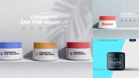 5276+ Matte Cosmetic Jar PSD Mockup Front View High-Angle Shot Easy-to-Use PSD Template