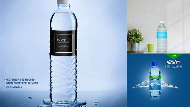 5281+ Blue Plastic PET Bottle with Water PSD Mockup High-End PSD Download