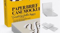 5281+ Square Paper Brief Case with Post Cards PSD Mockup Halfside View Premium Quality PSD Freebie