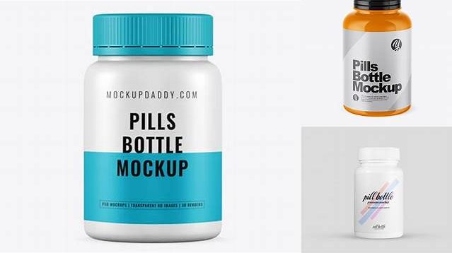 5284+ Glossy Pills Bottle PSD Mockup High-Angle Shot Editable Mockup PSD