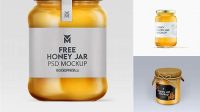 5284+ Honey Jar PSD Mockup Front View Advanced and Editable PSD Template Free