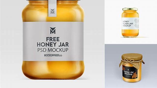 5284+ Honey Jar PSD Mockup Front View Advanced and Editable PSD Template Free