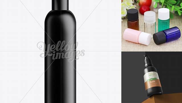 5285+ Black Plastic Cosmetic Bottle with Lid 250 ml Creative Layered Mockup Freebie