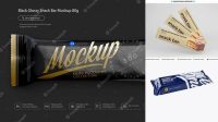 5292+ Glossy Snack Bar PSD Mockup Front Half Side View High-Angle Shot Smart Object PSD Template