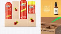 5292+ Matte Spray Bottle with Kraft Box PSD Mockup Fully Editable Photoshop PSD Free Download