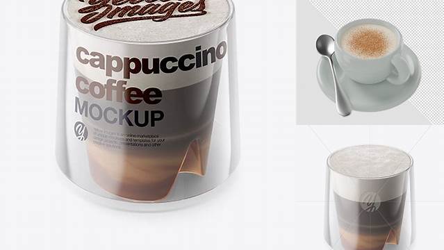 5296+ Cappuccino Coffee Cup with Cinnamon PSD Mockup High-Angle Shot & Top View Free Creative Design