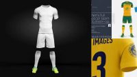 5297+ Men’s Full Soccer Kit with V-Neck Shirt PSD Mockup Hero Back Shot Editable Photoshop File