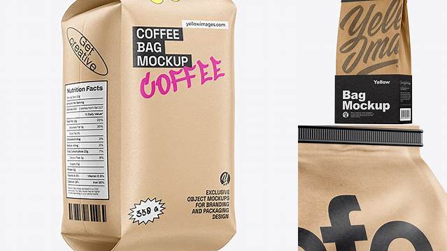 5299+ Kraft Coffee Bag With Tin-Tie PSD Mockup Half Side View Versatile and Elegant PSD File