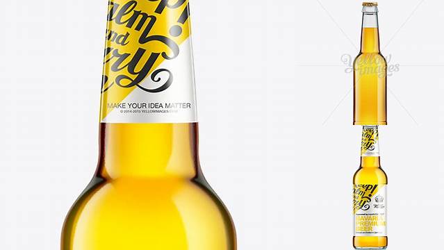 5302+ 330ml Clear Glass Bottle with Gold Beer PSD Mockup Exclusive Free Creative Resource