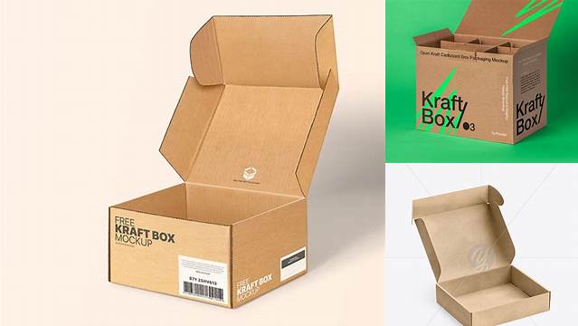 5303+ Kraft Opened Box PSD Mockup Half Side View Custom PSD Mockup Template