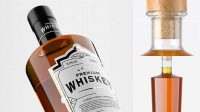 5308+ Whiskey Bottle with Wooden Cap PSD Mockup Versatile and Elegant PSD File