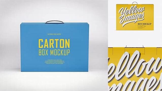 5309+ Glossy Carton Box With Handle PSD Mockup Frotn View Best for Showcase