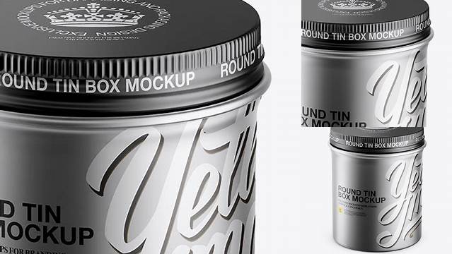 5313+ Metallic Round Box PSD Mockup High-Angle Shot Exclusive Free Creative Mockup File