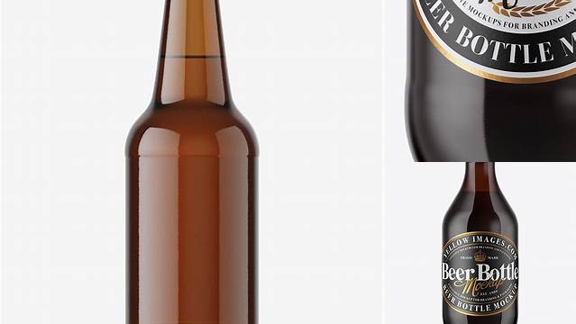 5314+ 330ml Dark Amber Bottle With Beer PSD Mockup High-Quality Digital Mockup Resource