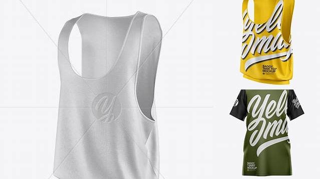 5314+ Baggy Tank Top PSD Mockup Half Side View Unique High-Resolution PSD