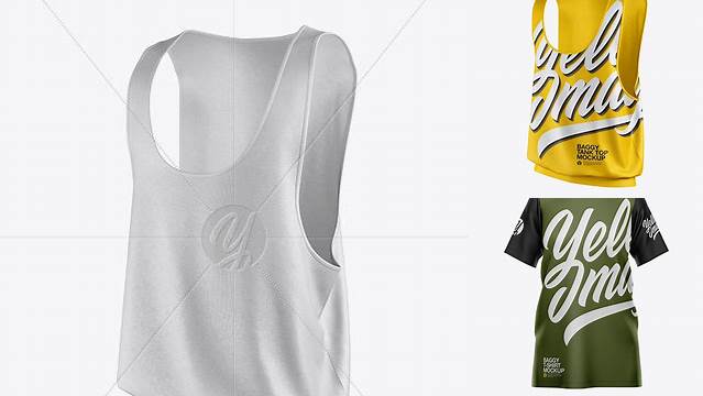 5314+ Baggy Tank Top PSD Mockup Half Side View Unique High-Resolution PSD