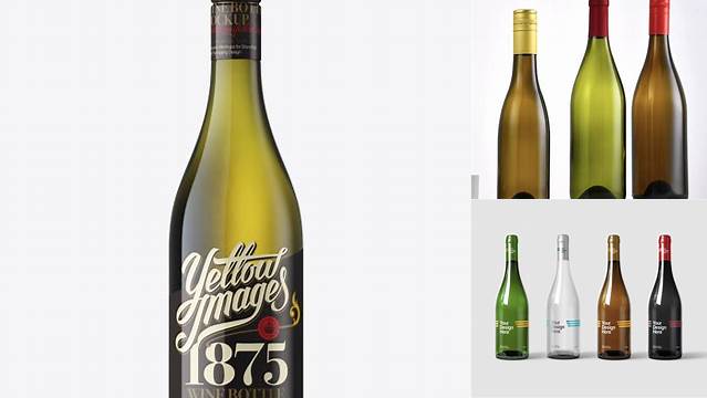 5316+ Antique Green Burgundy Bottle PSD Mockup Front View Best Free Mockup PSD