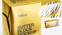 5320+ 200g Metallic Butter Block PSD Mockup Half Side View High-Angle Shot Creative PSD Resources