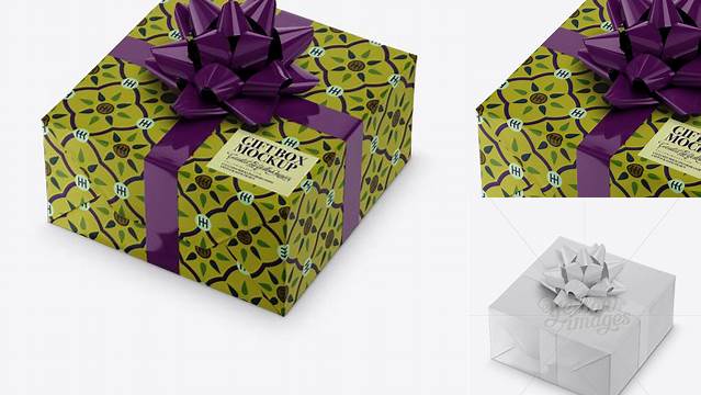 5321+ Matte Gift Box with Glossy Bow PSD Mockup Professional Quality PSD Freebie