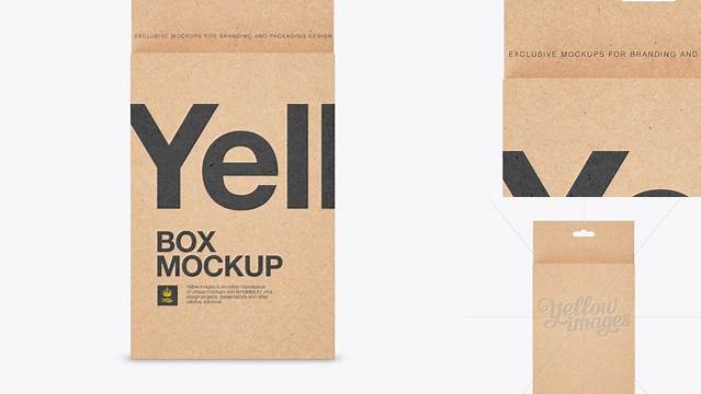 5327+ Kraft Box with Hang Tab PSD Mockup Front View Easy-to-Edit Photoshop Freebie