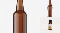 5328+ 330ml Amber Bottle With Beer PSD Mockup Smart Editable Design Mockup