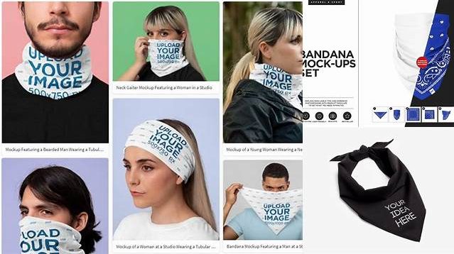 5329+ Bandana PSD Mockup Side View Elegant and Stylish Mockup