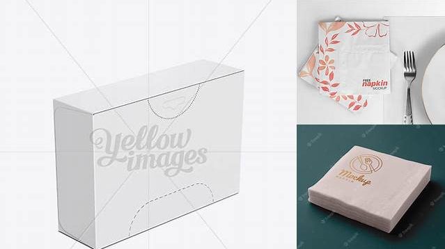 5330+ Napkin Box PSD Mockup Back 3/4 View High-Angle Shot Download Free Premium Design PSD