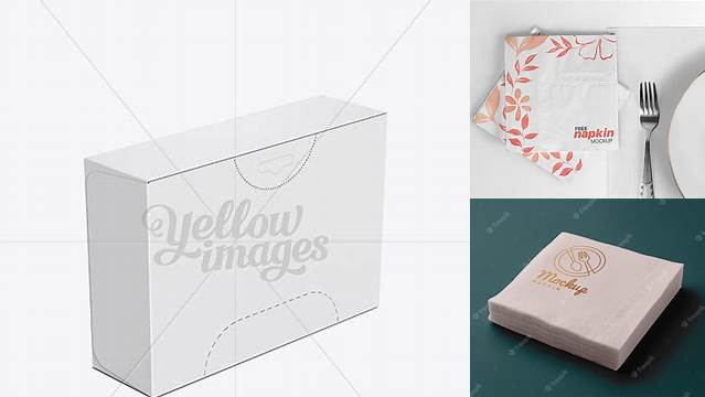 5330+ Napkin Box PSD Mockup Back 3/4 View High-Angle Shot Download Free Premium Design PSD