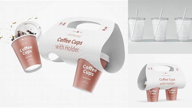 5331+ Clear Cup with Holder PSD Mockup Smart Object-Based PSD Template Free