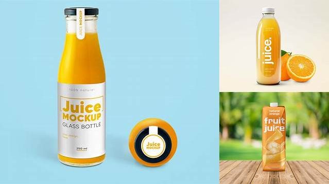 5335+ Glass Bottle with Fruit Juice PSD Mockup Free PSD for Designers