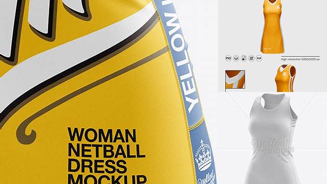 5335+ Tight Fit Netball Dress HQ PSD Mockup Halfside View Stylish Free PSD