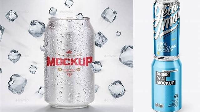 5338+ 500ml Metallic Aluminium Can PSD Mockup High-Angle Shot Free Photoshop Mockup Design