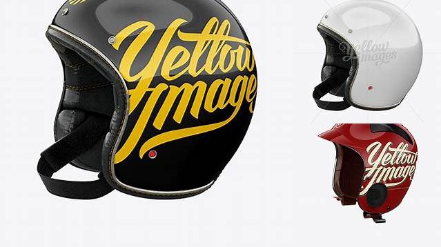 5339+ Vintage Motorcycle Helmet PSD Mockup Left Half Side View Best Free Mockup PSD