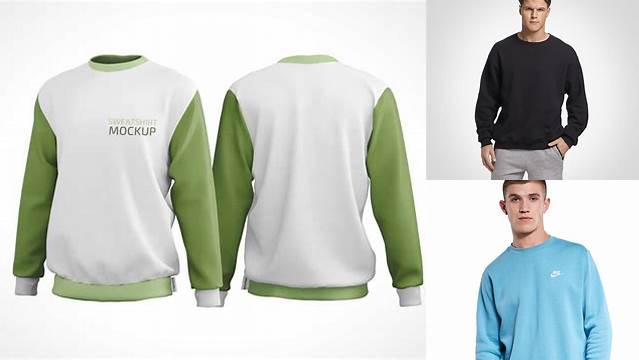 5344+ Men's Crew Neck Sweatshirt Back View Download Free PSD