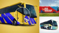 5348+ Hybrid Bus PSD Mockup Front View Editable Photoshop Free Mockup