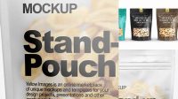 5349+ Frosted Stand-Up Pouch with Cashew Nuts PSD Mockup High-Quality PSD Files