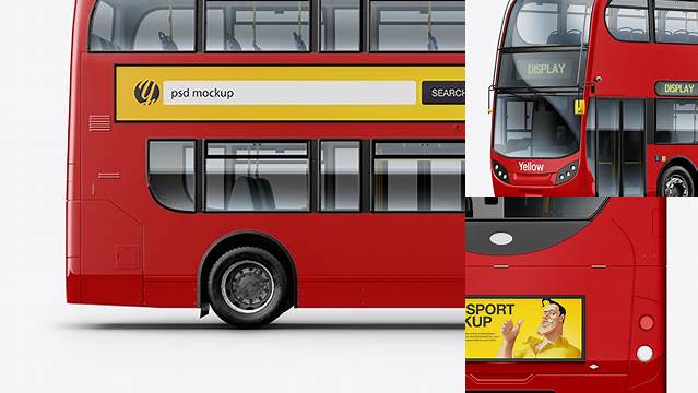 535+ London Bus Enviro 400 PSD Mockup Back View Free Downloadable Graphic Resource