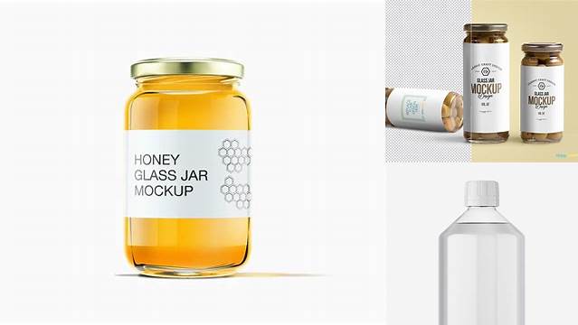 5351+ Glass Jar With Clear Liquid PSD Mockup Advanced Editable Template Free