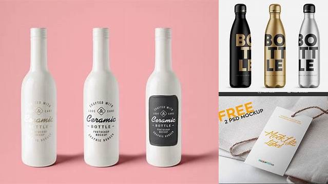 5351+ Glossy Bottle With Paper Label PSD Mockup Free Graphic Mockup PSD