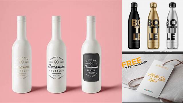 5351+ Glossy Bottle With Paper Label PSD Mockup Free Graphic Mockup PSD