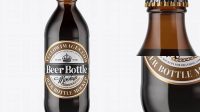 5352+ 330ml Amber Glass Stout Beer Bottle PSD Mockup Versatile Photoshop File