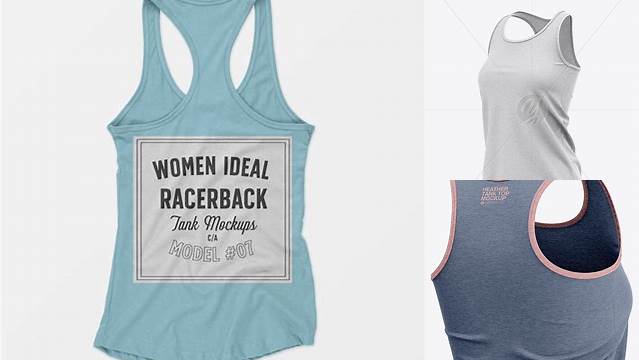 5354+ Women's Heather Racerback Tank Top PSD Mockup Back View Free Photoshop Mockup Design