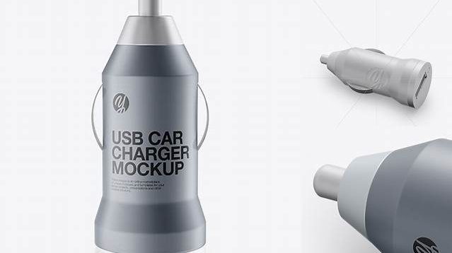 5362+ Matte Metallic USB Car Charger PSD Mockup Front View Advanced Editable Template Free