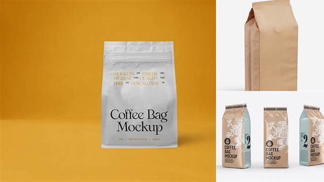 5363+ Kraft Coffee Bag PSD Mockup Half Side View Elegant PSD Mockup