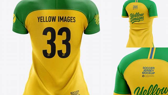 5366+ Women’s Soccer Jersey PSD Mockup Back Half Side View High-End PSD Download