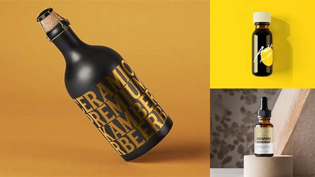 537+ Dark Amber Bottle PSD Mockup Exclusive PSD Design Freebie