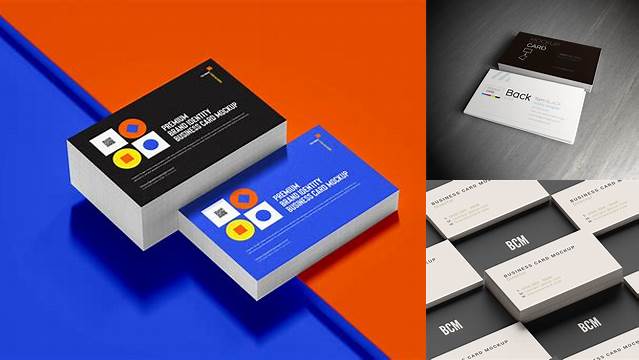 537+ Two Business Cards PSD Mockup Half Side View Free Professional PSD Download