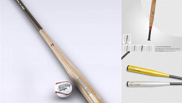 5371+ Glossy Baseball Bat PSD Mockup High-Quality Editable PSD