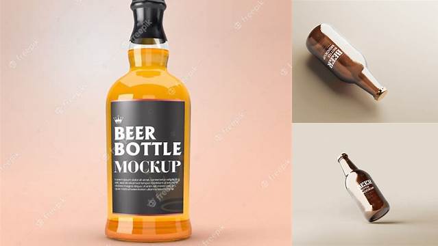 5376+ Clear Glass Lager Beer Bottle PSD Mockup Download Free